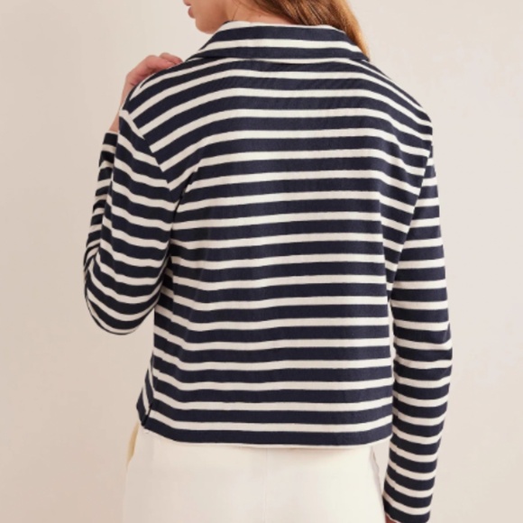 Boden Notch Collar Top Navy/Ivory - Picture 2 of 11